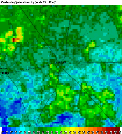 Oostmalle elevation map