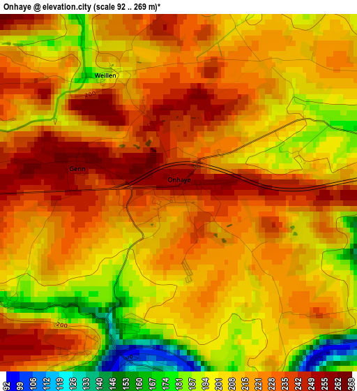 Onhaye elevation map