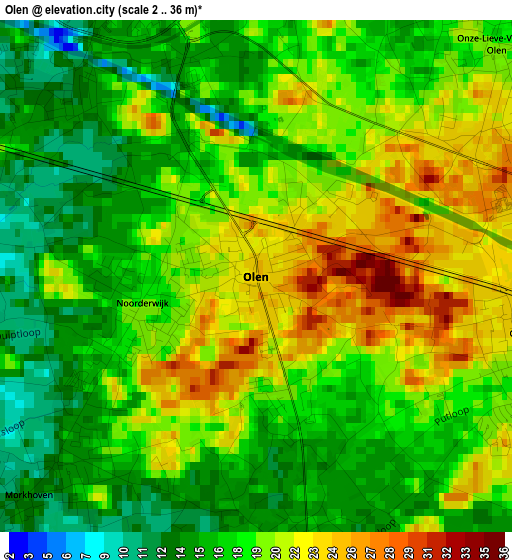 Olen elevation map