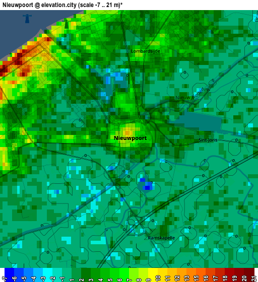 Nieuwpoort elevation map
