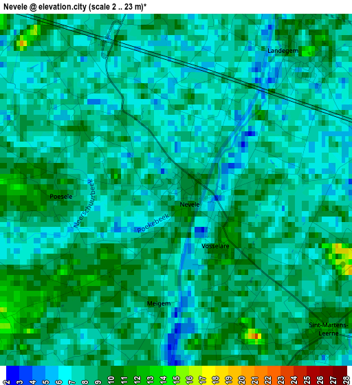 Nevele elevation map