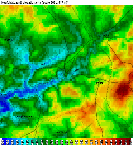 Neufchâteau elevation map