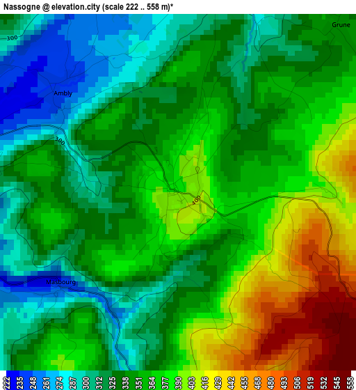 Nassogne elevation map