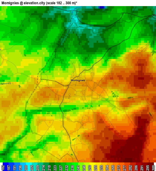 Momignies elevation map