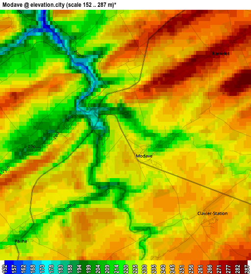 Modave elevation map