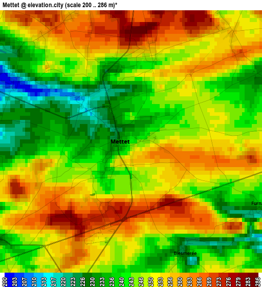 Mettet elevation map