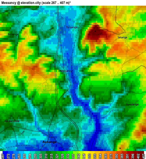 Messancy elevation map