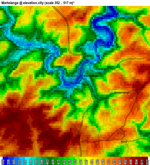 Martelange elevation map