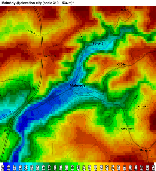 Malmédy elevation map