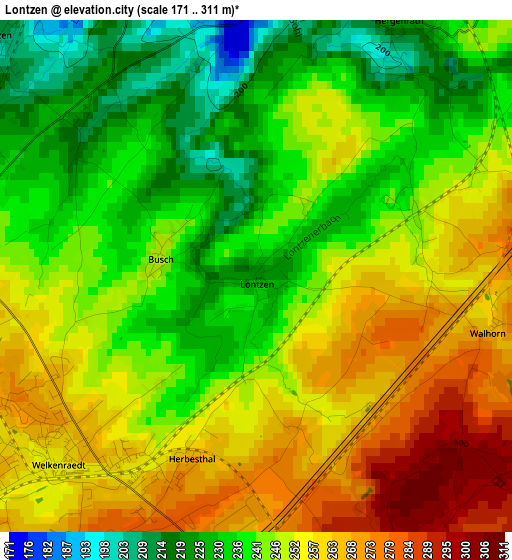 Lontzen elevation map