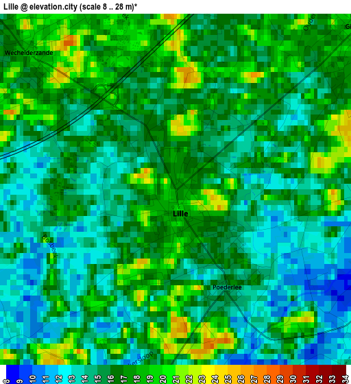 Lille elevation map