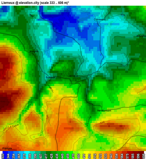 Lierneux elevation map