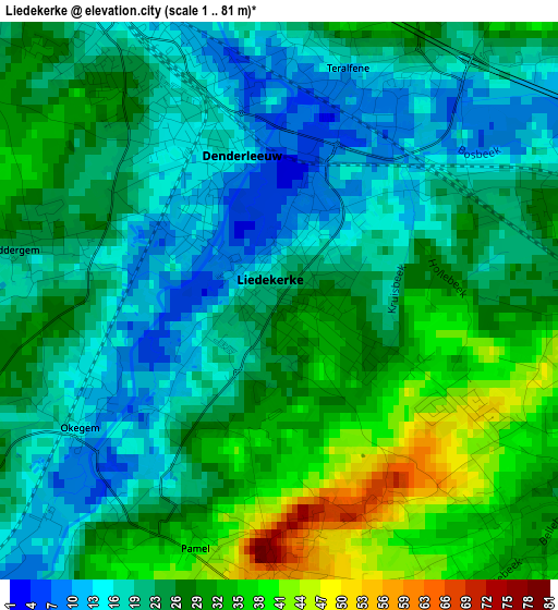 Liedekerke elevation map