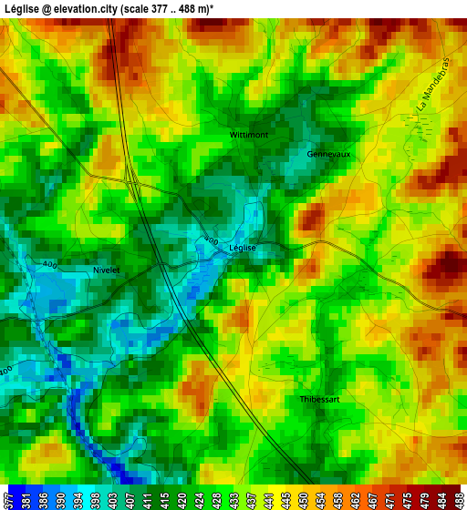 Léglise elevation map