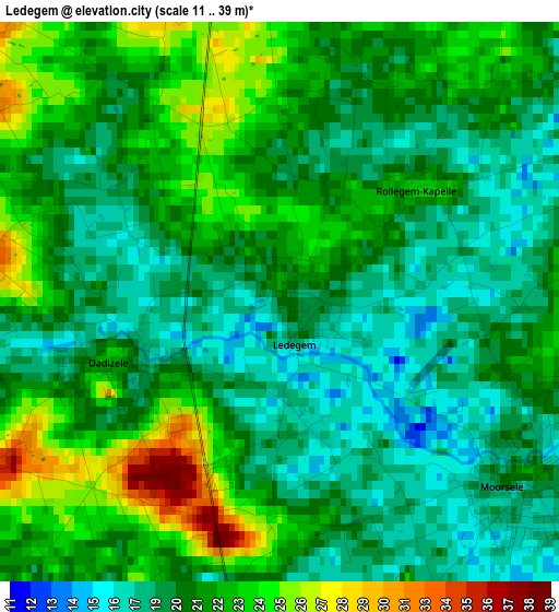 Ledegem elevation map