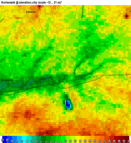 Kortemark elevation map