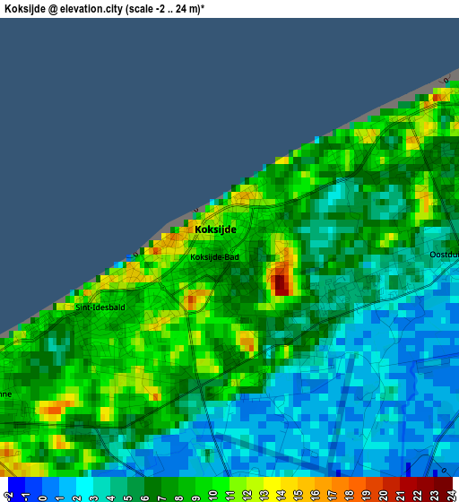 Koksijde elevation map