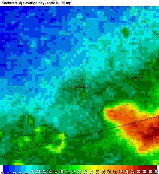 Koekelare elevation map