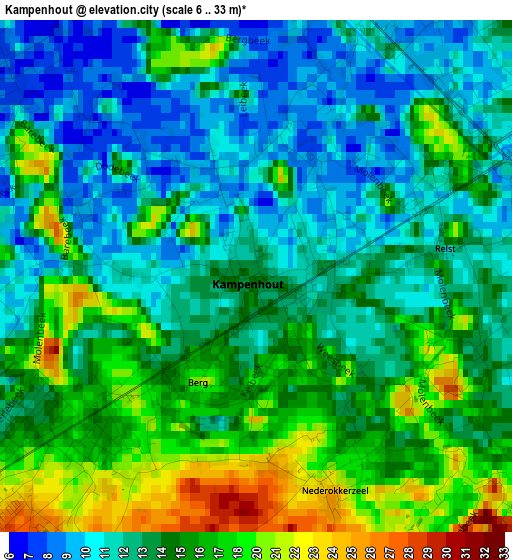 Kampenhout elevation map