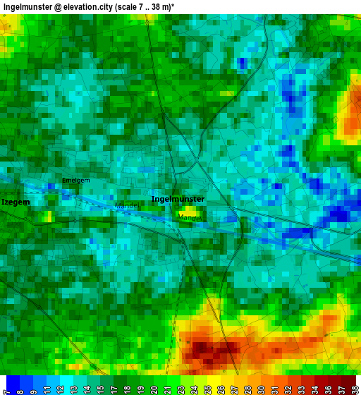 Ingelmunster elevation map