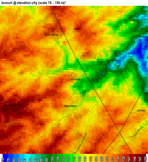 Incourt elevation map