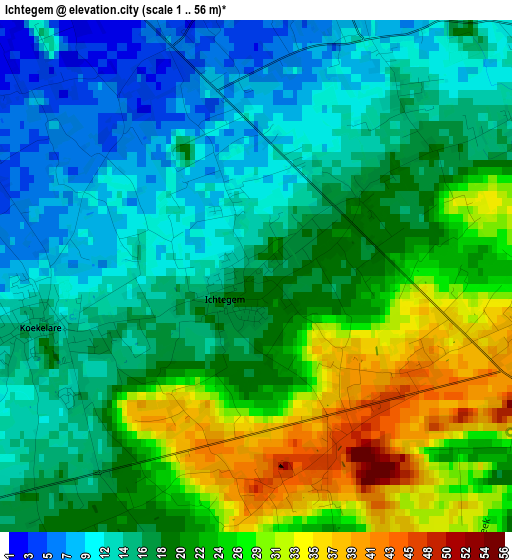 Ichtegem elevation map