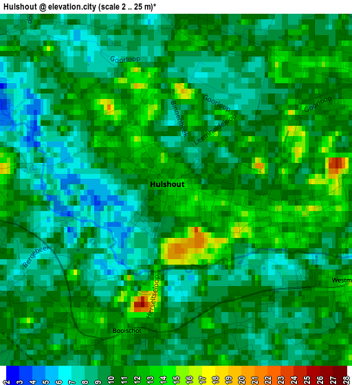 Hulshout elevation map