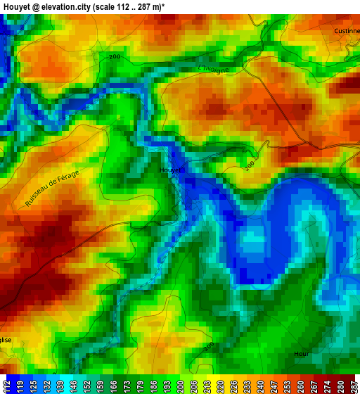 Houyet elevation map