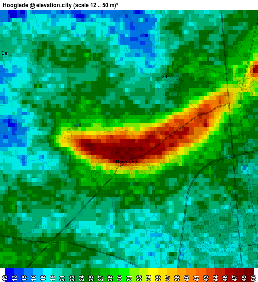 Hooglede elevation map