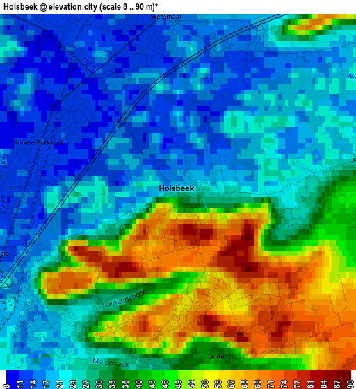 Holsbeek elevation map