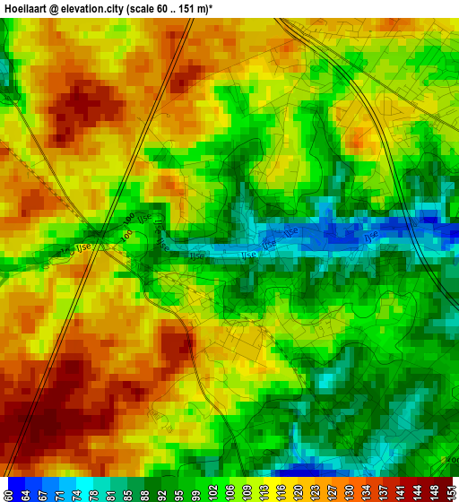 Hoeilaart elevation map