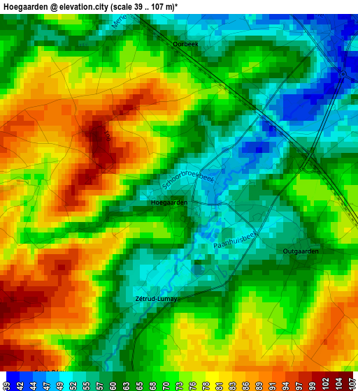 Hoegaarden elevation map