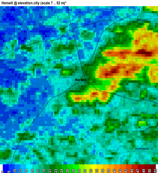 Herselt elevation map