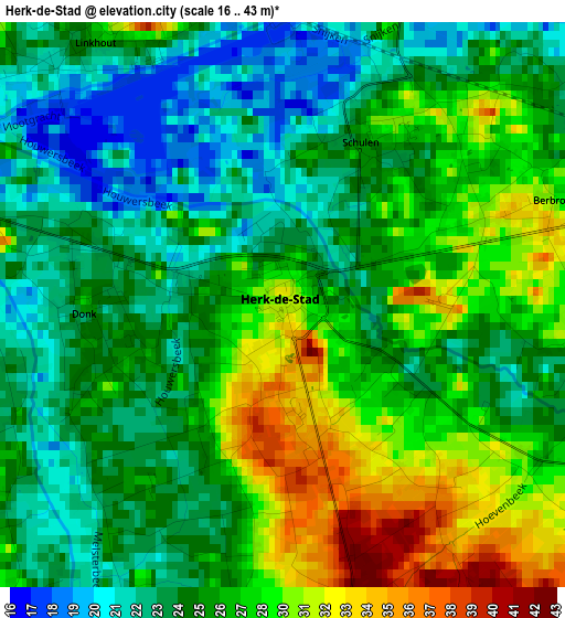 Herk-de-Stad elevation map