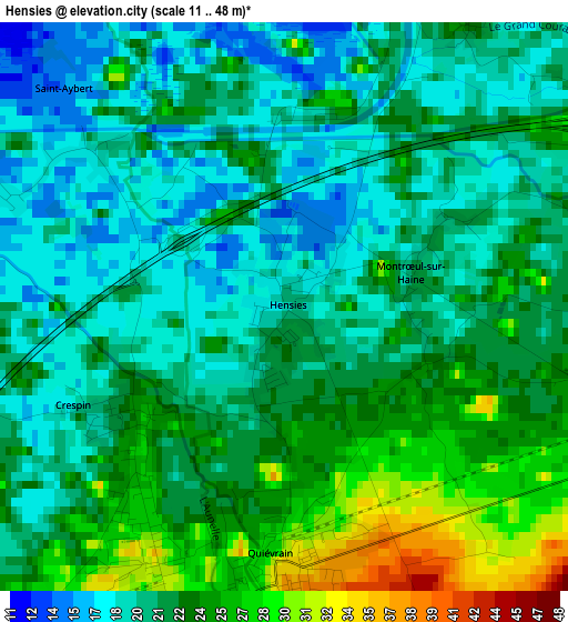 Hensies elevation map