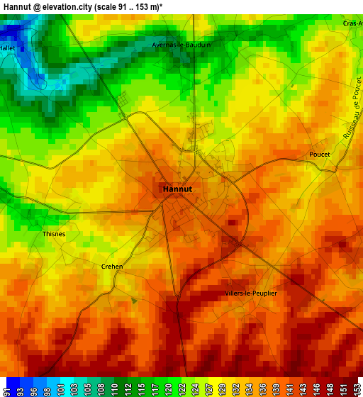 Hannut elevation map