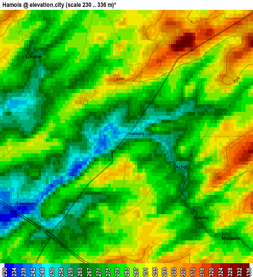 Hamois elevation map