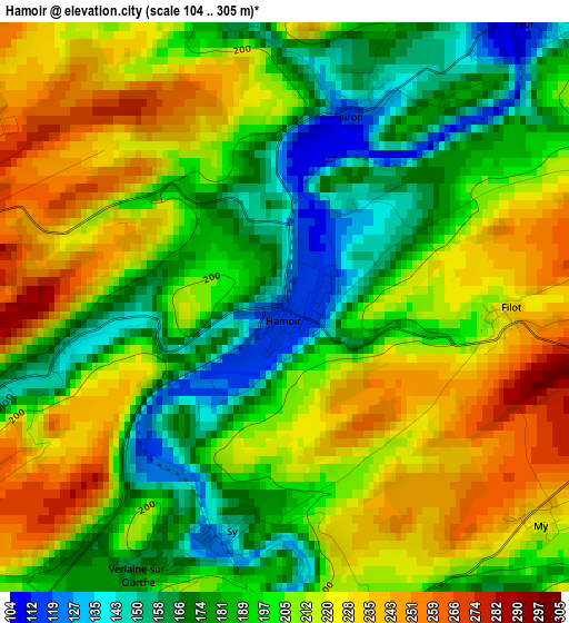 Hamoir elevation map