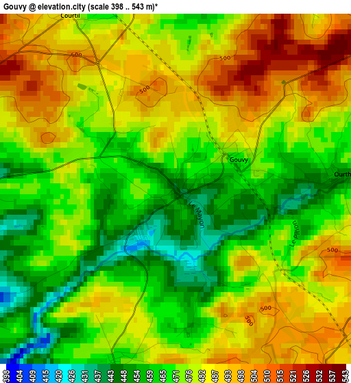 Gouvy elevation map