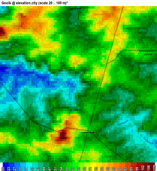 Gooik elevation map