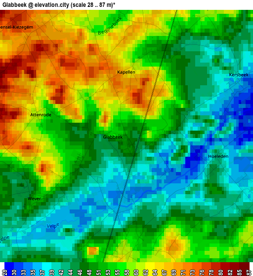 Glabbeek elevation map