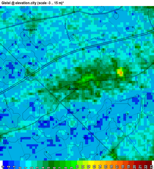 Gistel elevation map