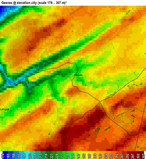 Gesves elevation map