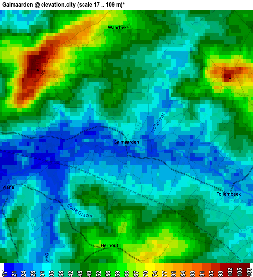 Galmaarden elevation map