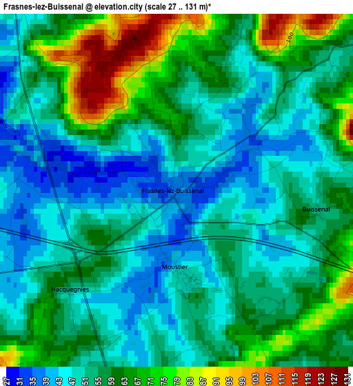 Frasnes-lez-Buissenal elevation map