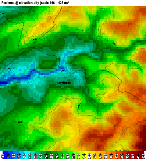 Ferrières elevation map