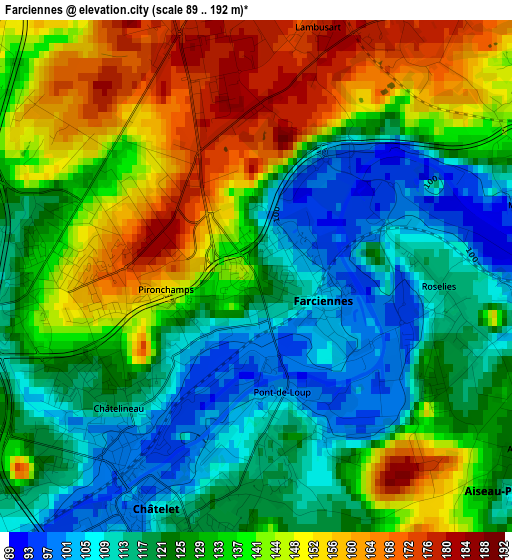 Farciennes elevation map