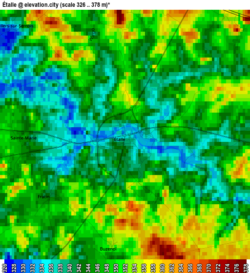 Étalle elevation map