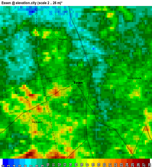 Essen elevation map