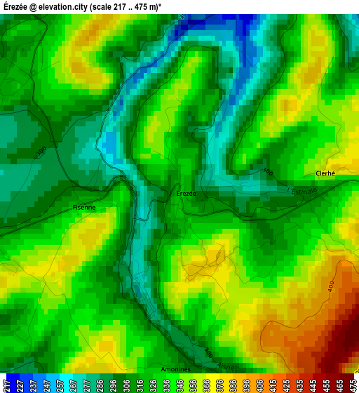 Érezée elevation map